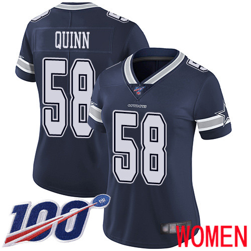 Women Dallas Cowboys Limited Navy Blue Robert Quinn Home #58 100th Season Vapor Untouchable NFL Jersey->women nfl jersey->Women Jersey